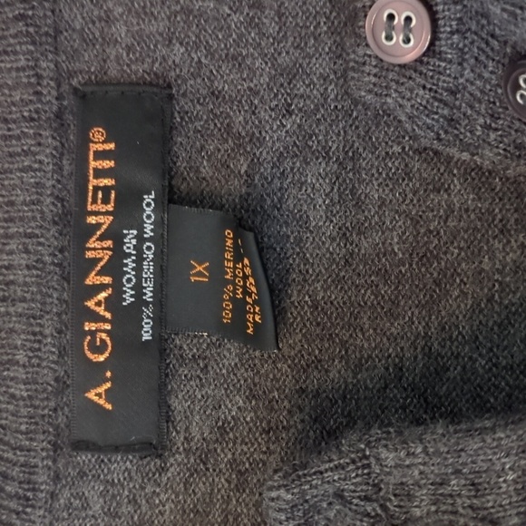 A.Giannetti Merino Wool Gray Button Down Career Work Cardigan Size 1X - Picture 4 of 5